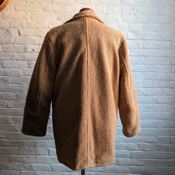 Brown Faux Fur Coat Teddy Jacket Quilted Puffer Coat Designer Reversible Large - Picture 8 of 16